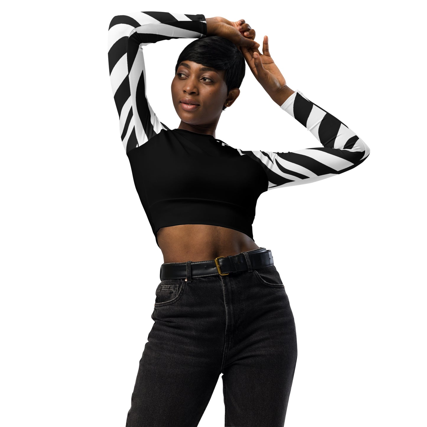 Zebra Long-sleeve Crop Top