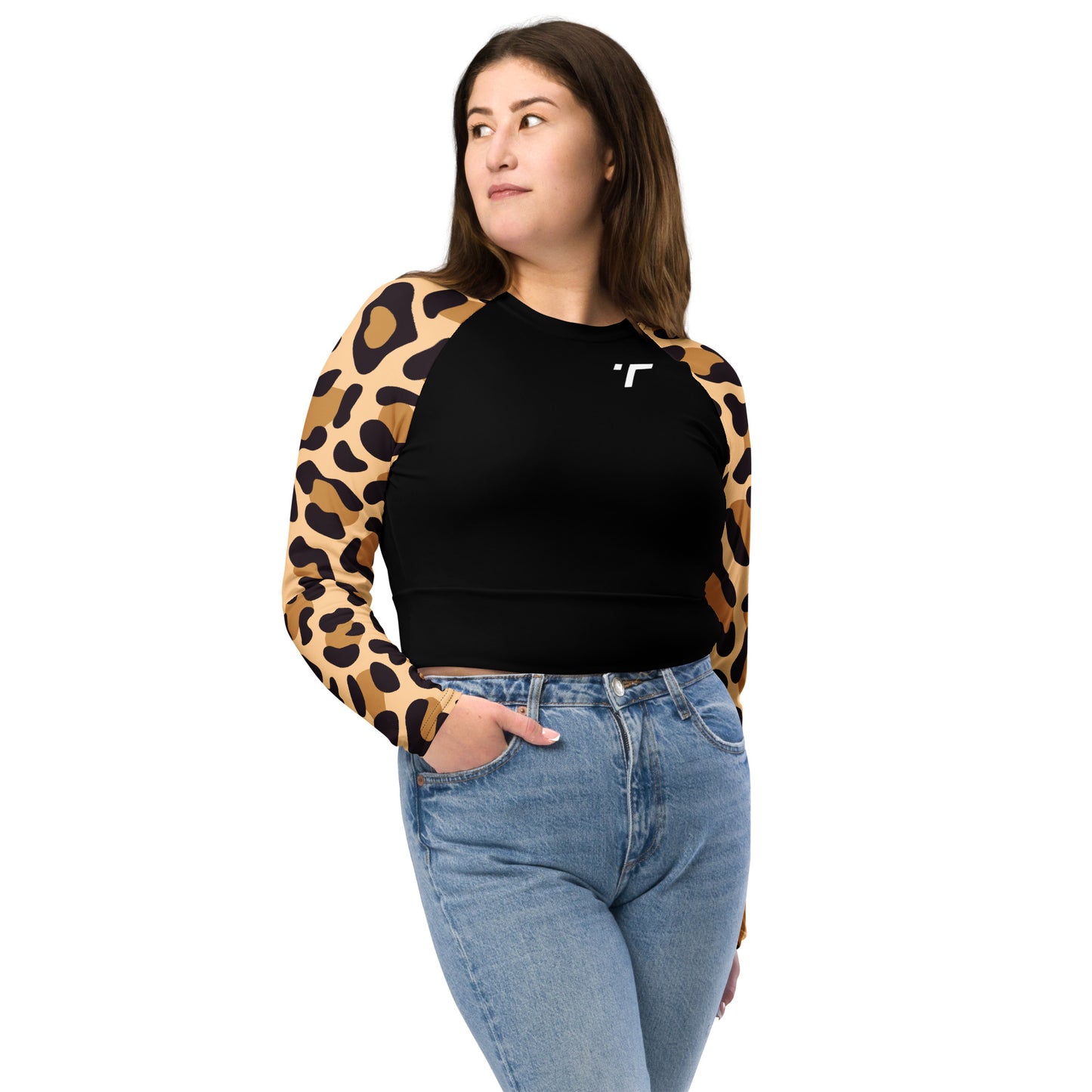 Leopard Long-Sleeve Crop Top