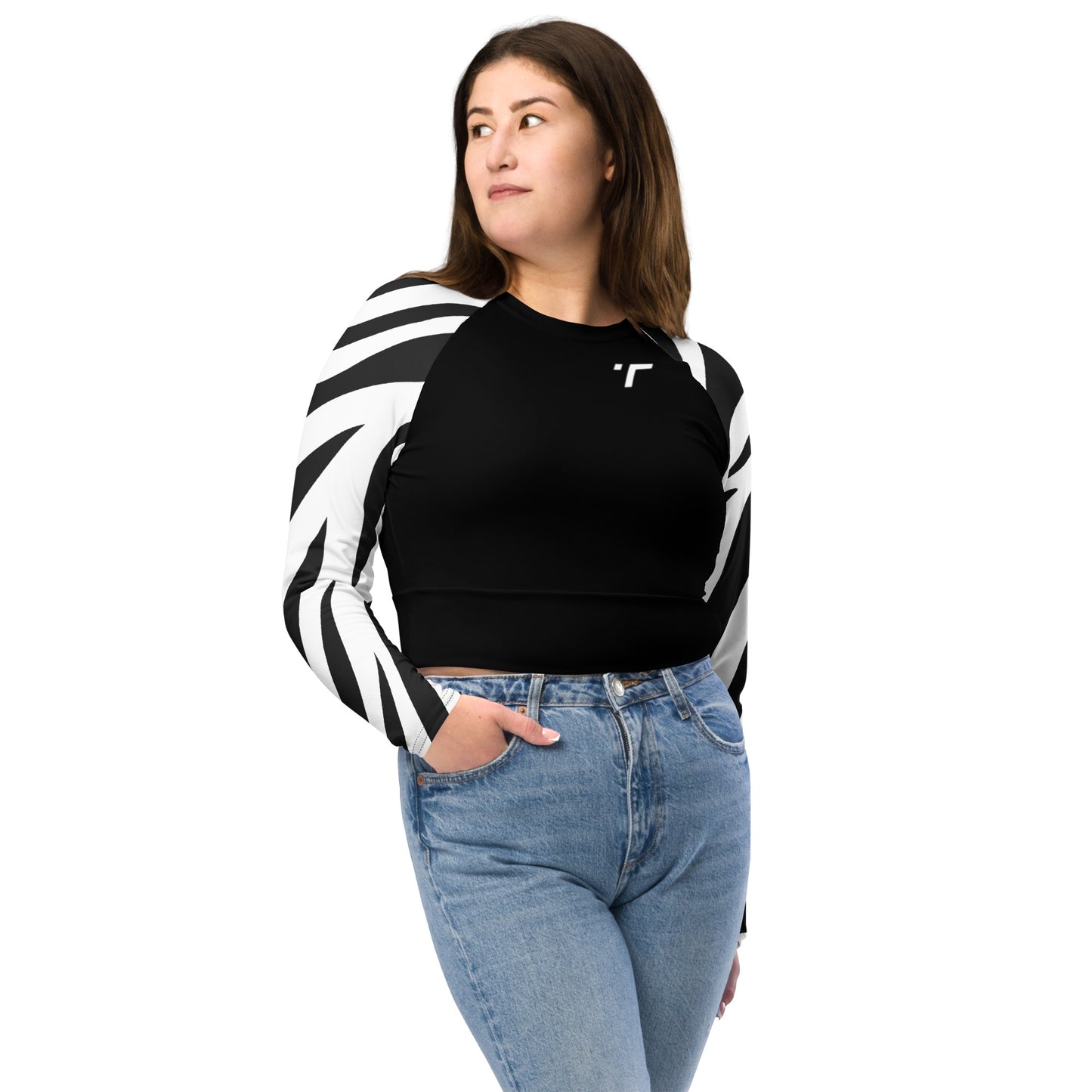 Zebra Long-sleeve Crop Top