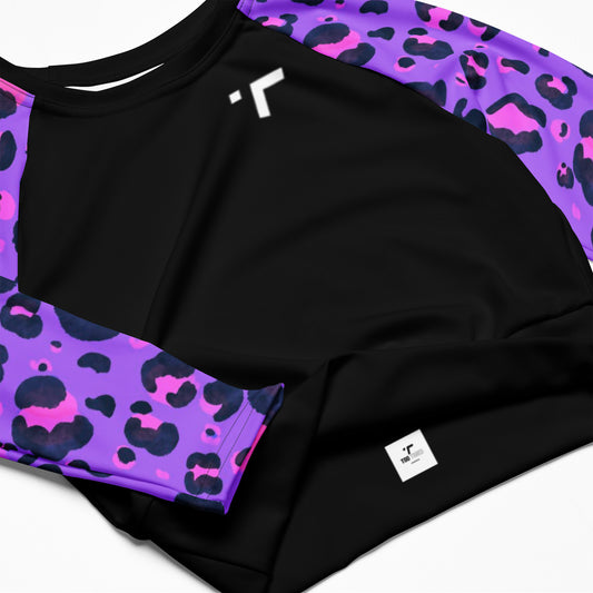 Purple Leopard Long-sleeved Crop Top top