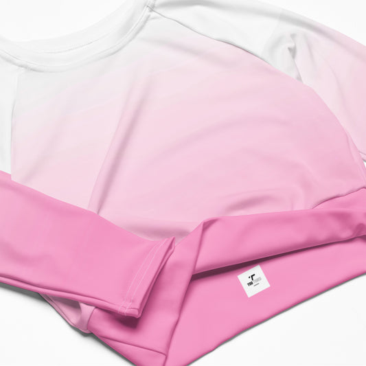 Ombre Pink Long-sleeve Crop Top