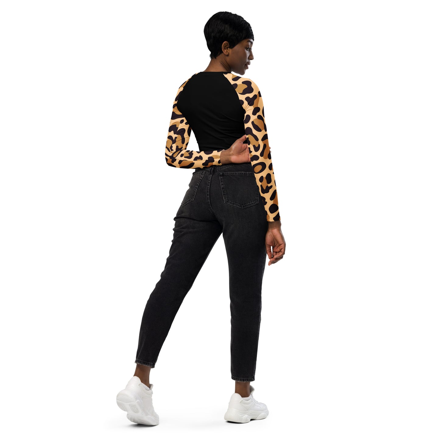 Leopard Long-Sleeve Crop Top