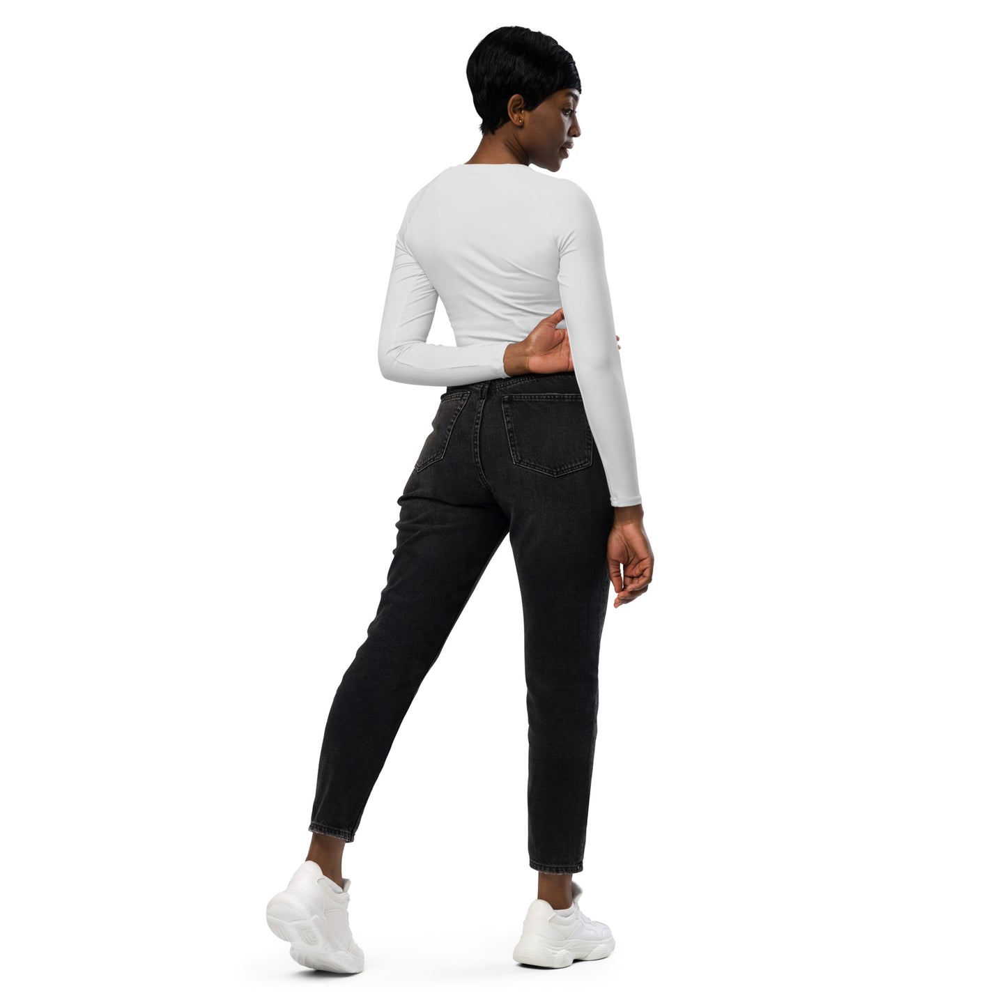 TTA Long-Sleeve Crop Top - White