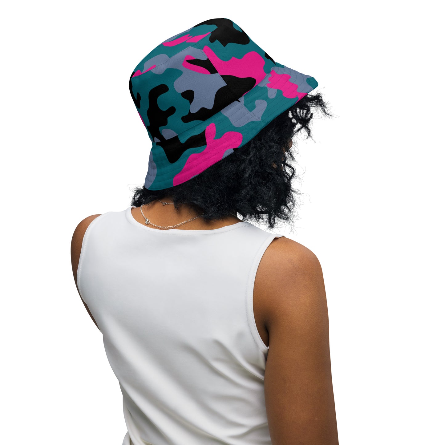 Teal Camo Reversible Bucket Hat