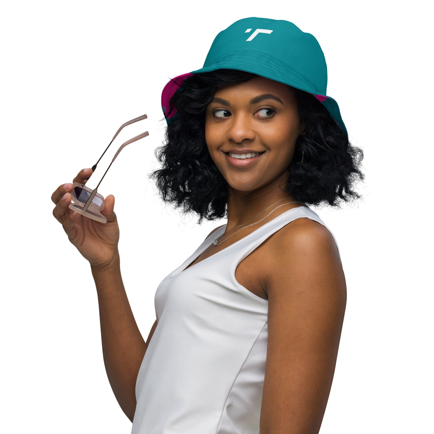 Teal Camo Reversible Bucket Hat