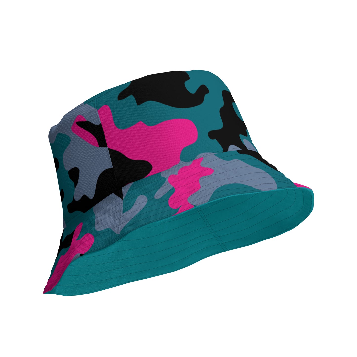 Teal Camo Reversible Bucket Hat